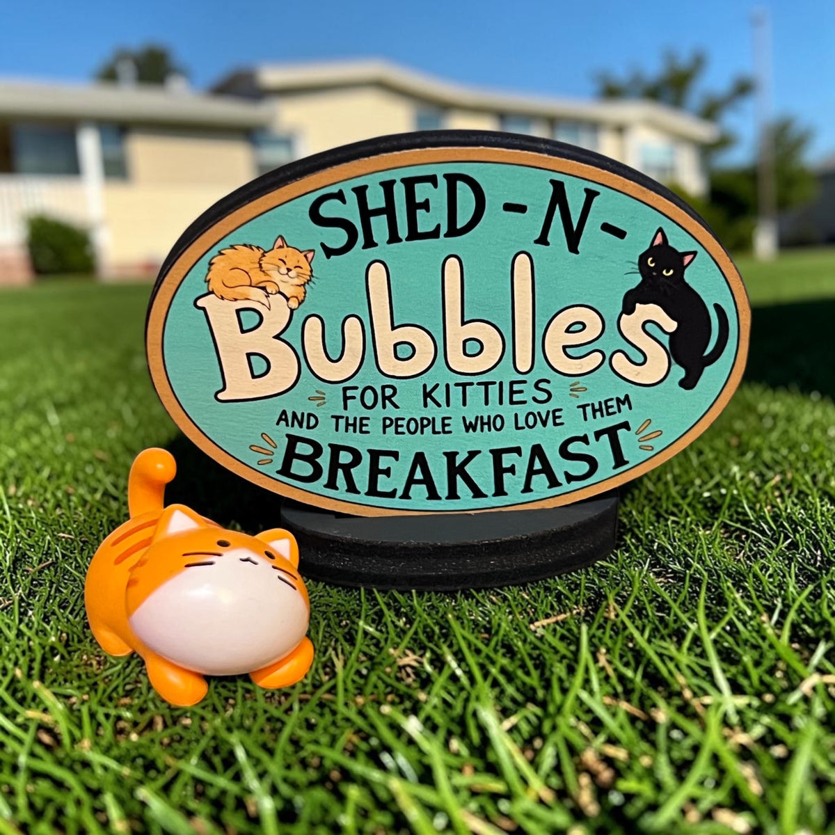 LIMITED EDITION Bubbles Shed-N-Breakfast mini sign & kitty ONLY 25 made!