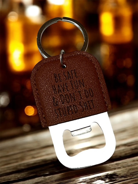 Personalized Leather Bottle opener Keychain